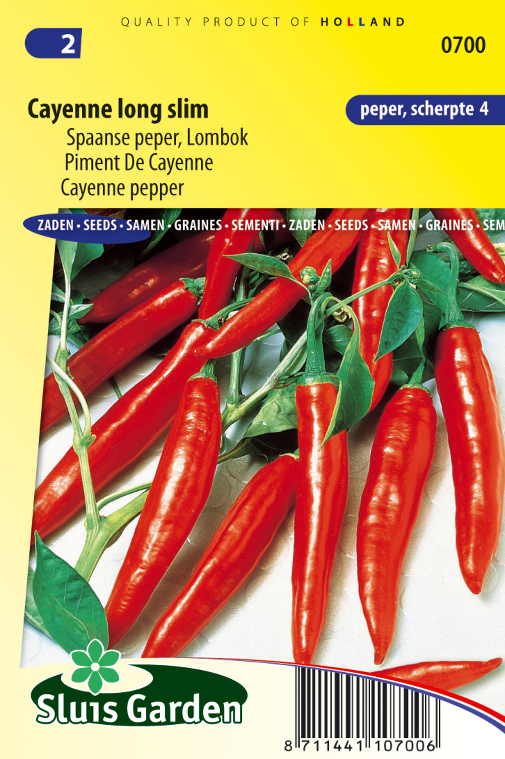 Piment de cayenne long slim - légumes ou plantes à fruit - ca. 0,25 g