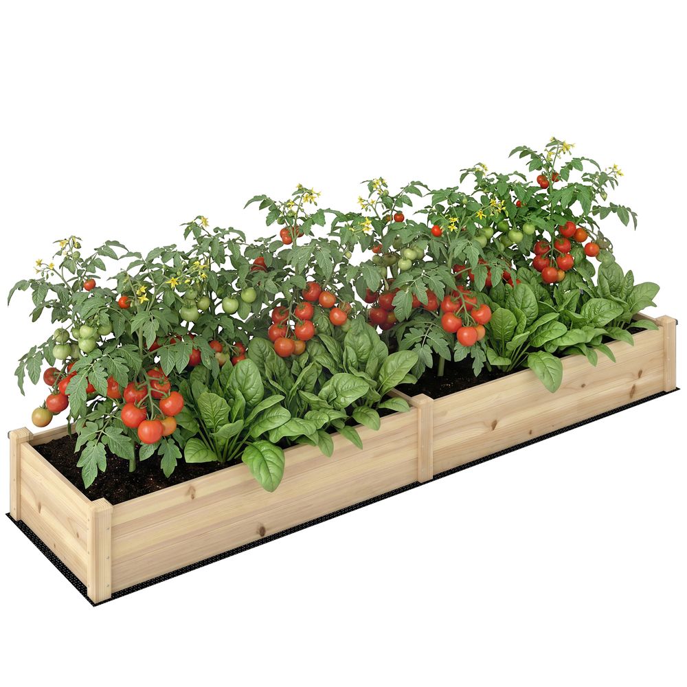 Grand carré potager bois extérieur 2 zones plantation 244x61x27cm naturel