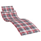 Coussin de chaise longue à carreaux rouge 186x58x3 cm