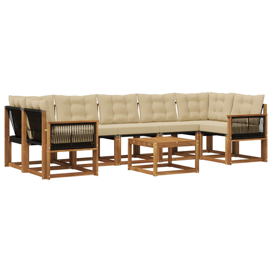 Ensemble de canapés d'extérieur 8 pcs naturel et beige