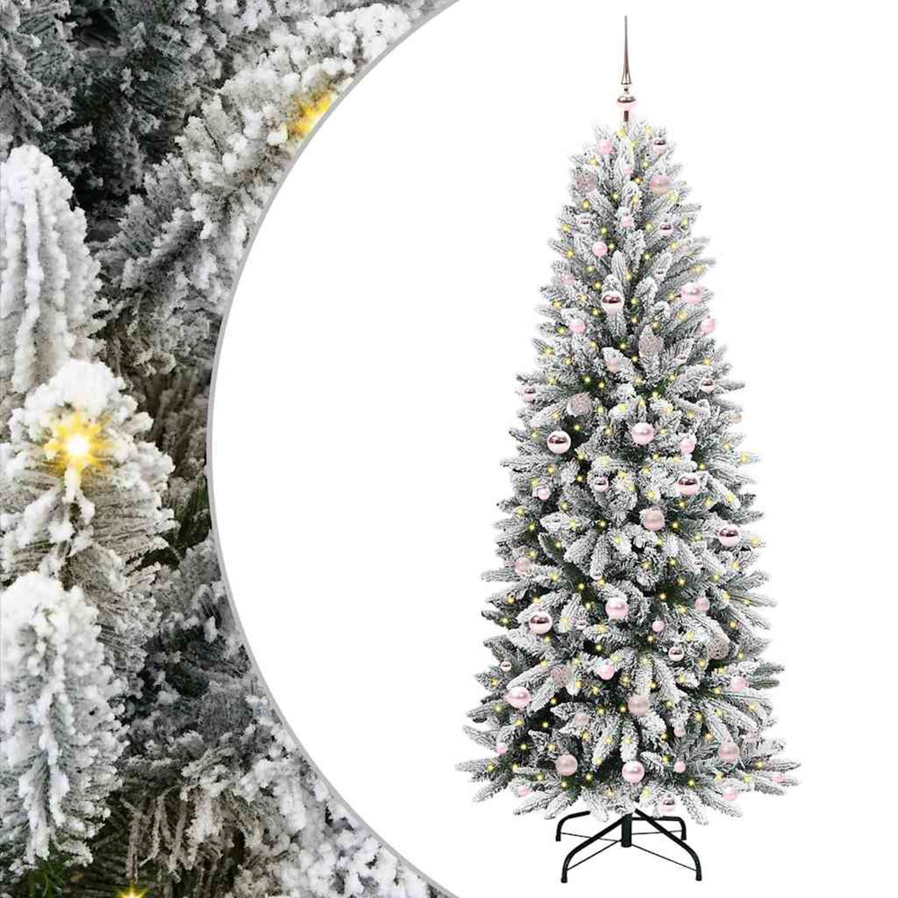 Sapin de noël artificiel avec 300 led avec support blanc 210 cm
