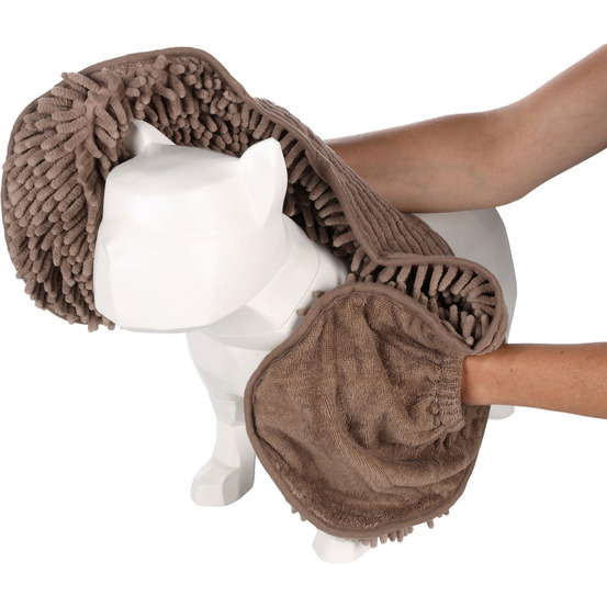 Serviette absorbante en microfibre pakka taupe pour chien