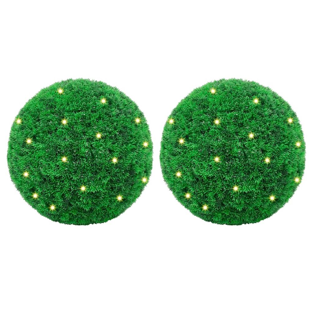 Boules de buis artificielles avec lumières led 2 pcs vert 52 cm