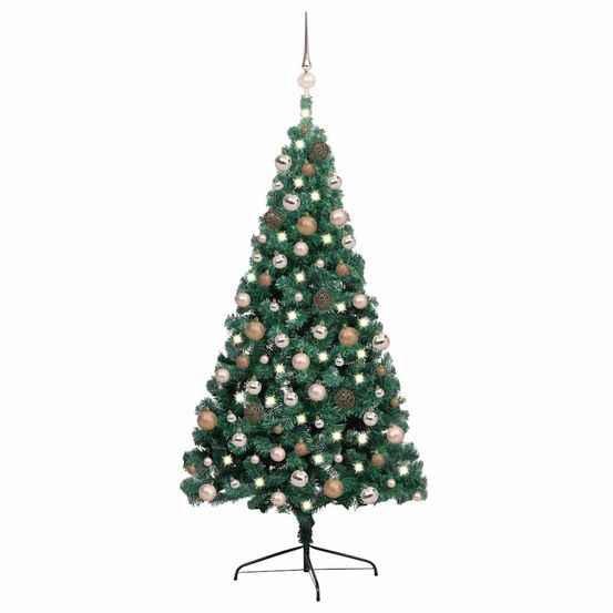 Très grand demi sapin mural artificiel pré-éclairé led vert 240 cm