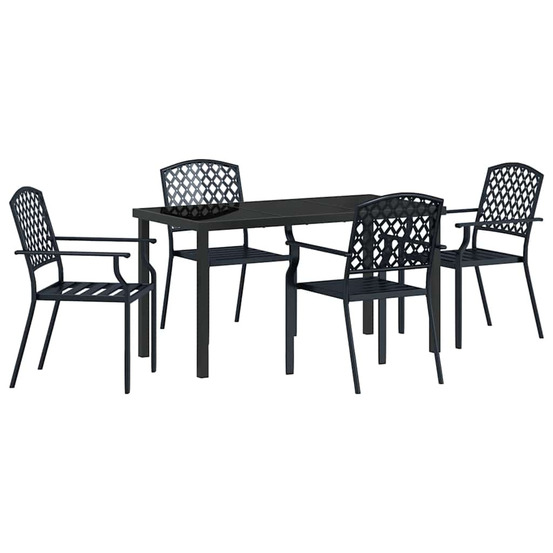 Ensemble de salle à manger pour jardin 5 pcs anthracite acier