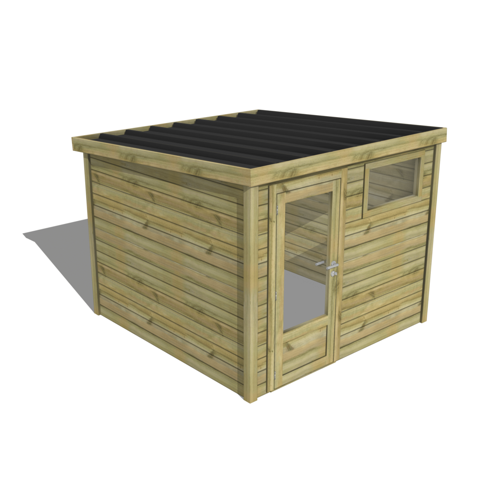 Abri de jardin bois pin traité autoclave 27mm - essentiel - 2,64x2,64m / 7m2 - bac acier - abri français