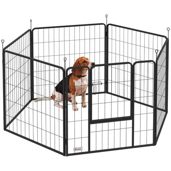 Parc pour chien acier intérieur et extérieur 6 panneaux modulables 160x80x80cm gris