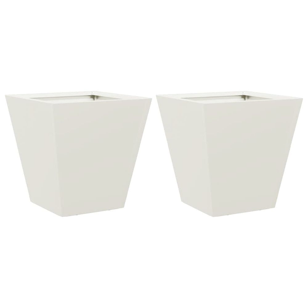 Jardinières 2 pcs blanc 30x30x30 cm acier