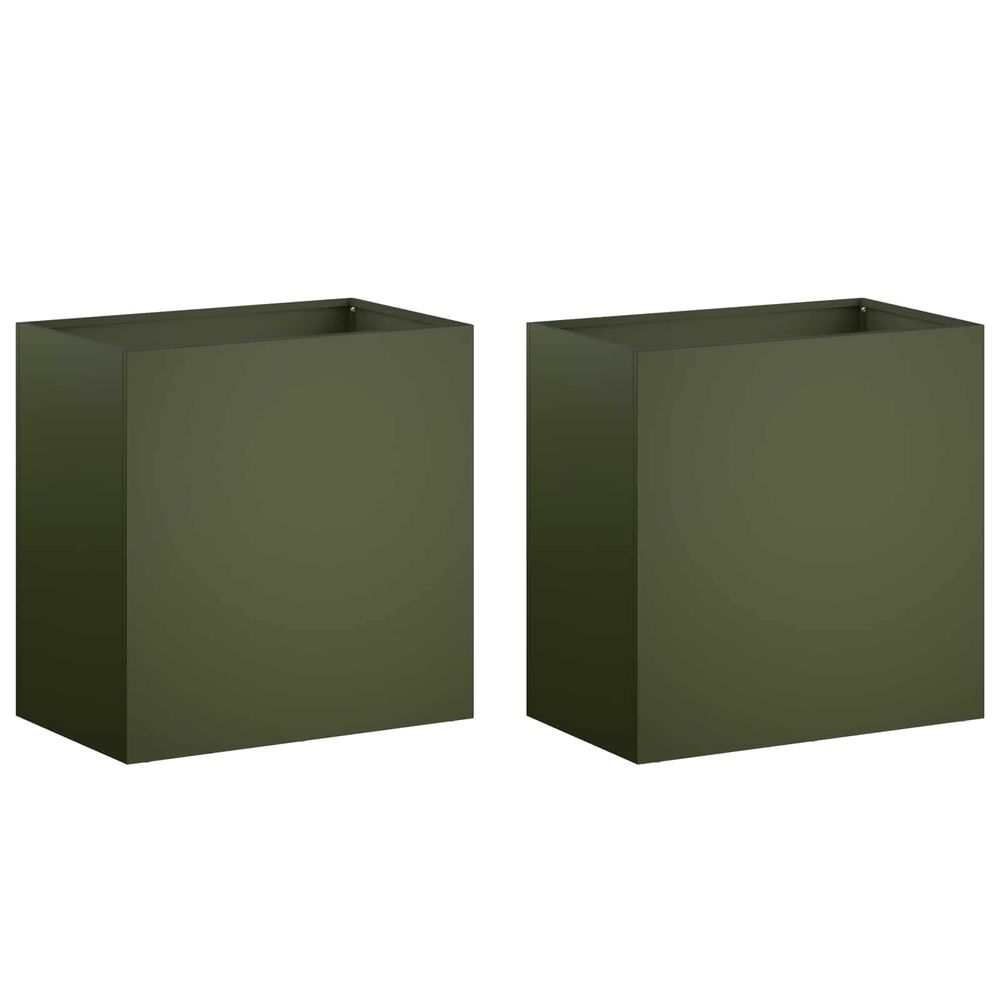 Cache-pot de jardin 2 pc vert olive 50 x 30 x 40 cm