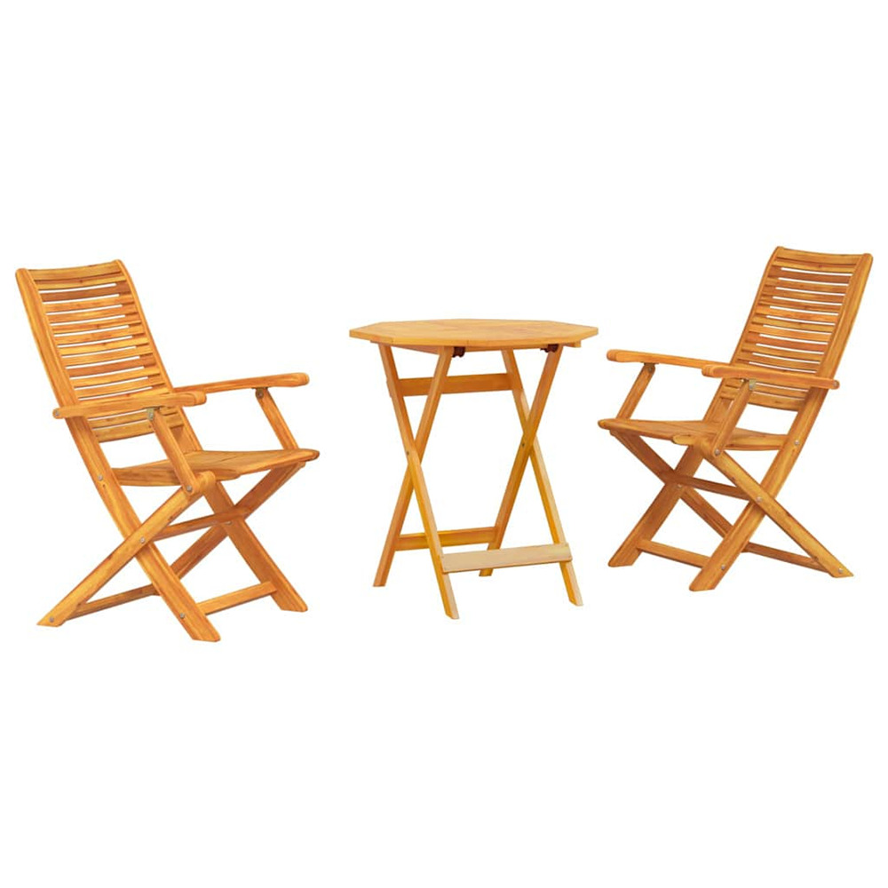 Ensemble bistro pliant 3 pcs marron bois d'acacia massif