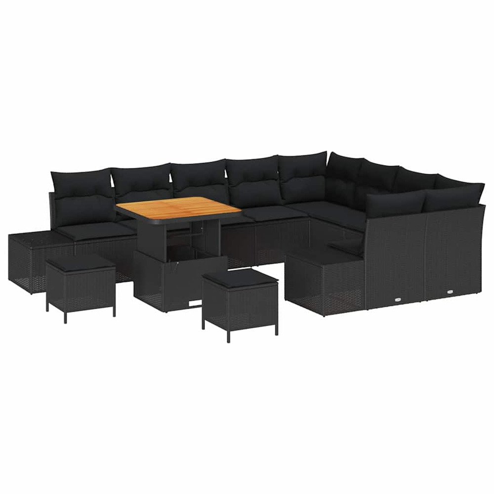 Ensemble de canapé de jardin avec coussin 12 pcs noir