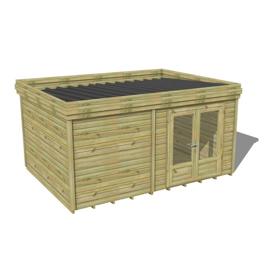 Abri de jardin bois pin traité autoclave 27mm - 4,69x3,44m / 16m2 - bac acier - plancher bois