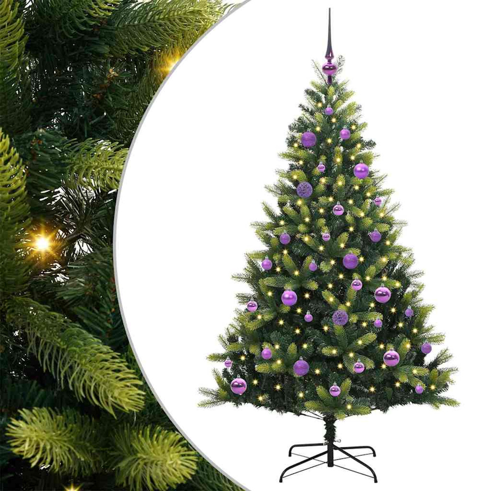 Arbre de noël artificiel à charnières 150 led vert 150 cm