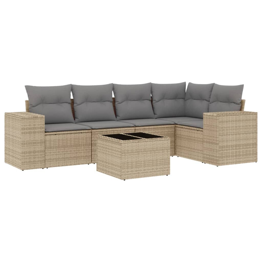 Salon de jardin avec coussins 6 pcs beige résine tressée