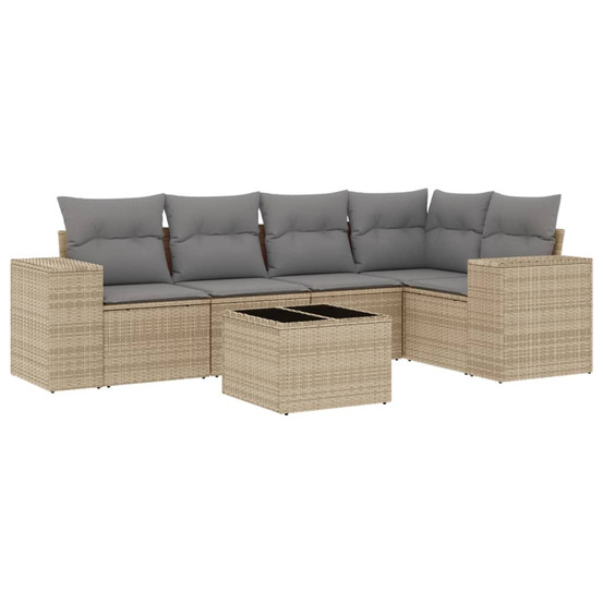 Salon de jardin avec coussins 6 pcs beige résine tressée