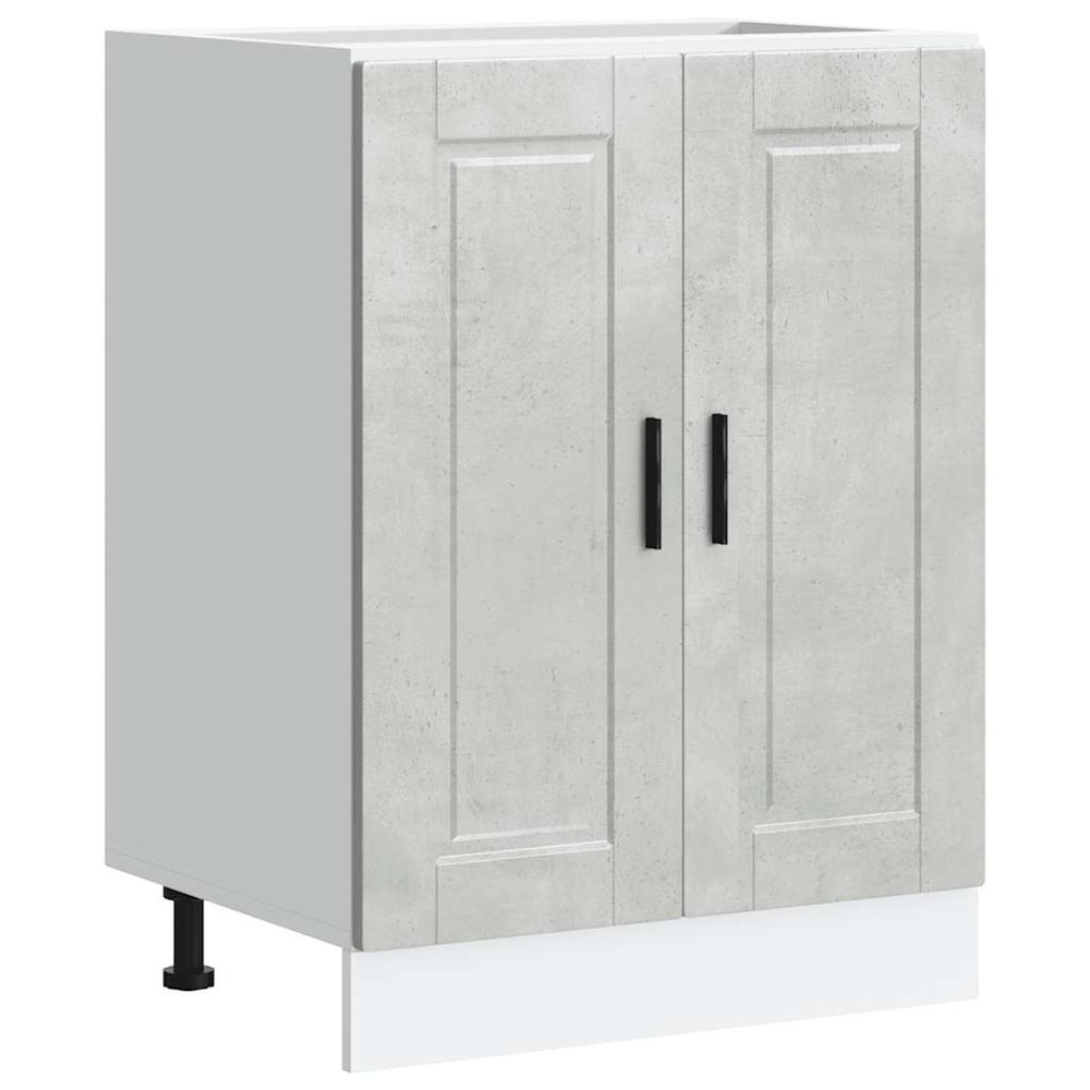 Armoire de cuisine porto gris béton bois d'ingénierie