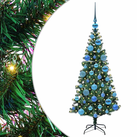 Sapin de noël artificiel pré-éclairé vert 120 cm pvc et métal
