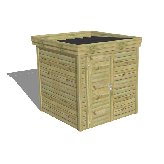Abri de jardin bois pin traité autoclave 27mm - 2,14x2,14m / 5m2 - bac acier - abri français