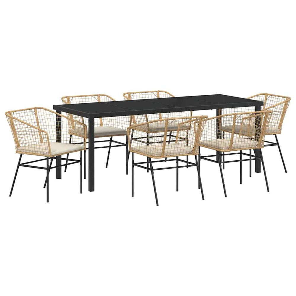 Ensemble de salle à manger pour jardin 7 pc marron polyrotin