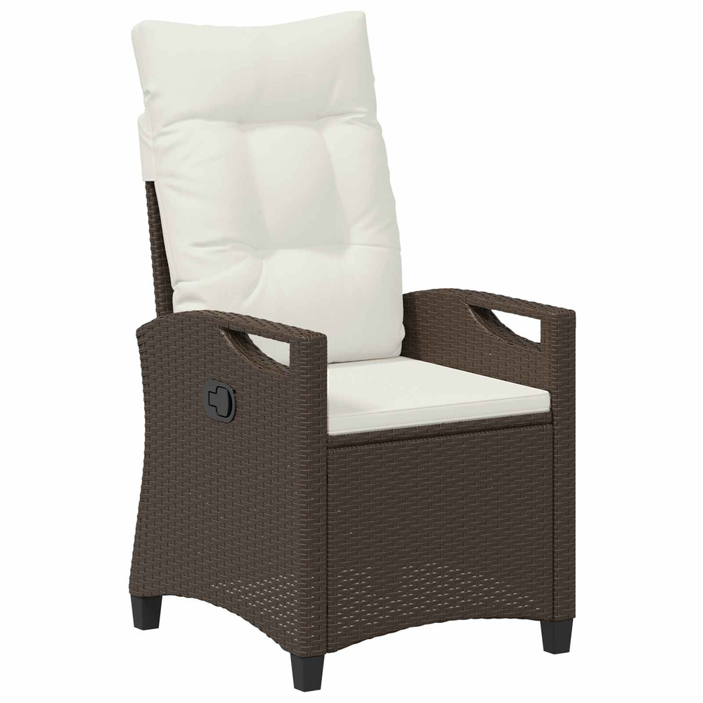 Chaise de jardin inclinable marron et crème 56 x 60 x 112 cm