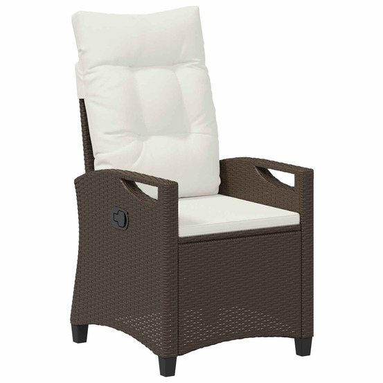 Chaise de jardin inclinable marron et crème 56 x 60 x 112 cm