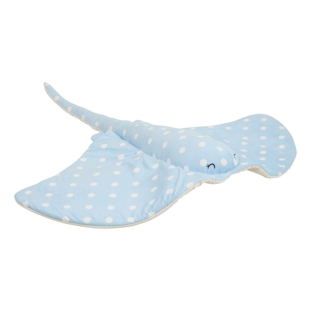 Peluche orta raie manta 95x10 cm bleu clair