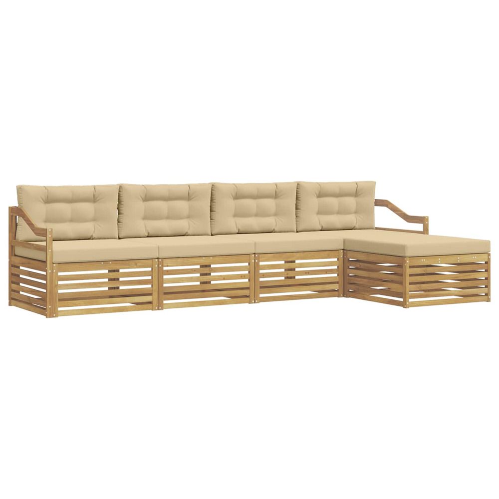 Ensemble de canapés d'extérieur 5 pc blanc et beige polyester