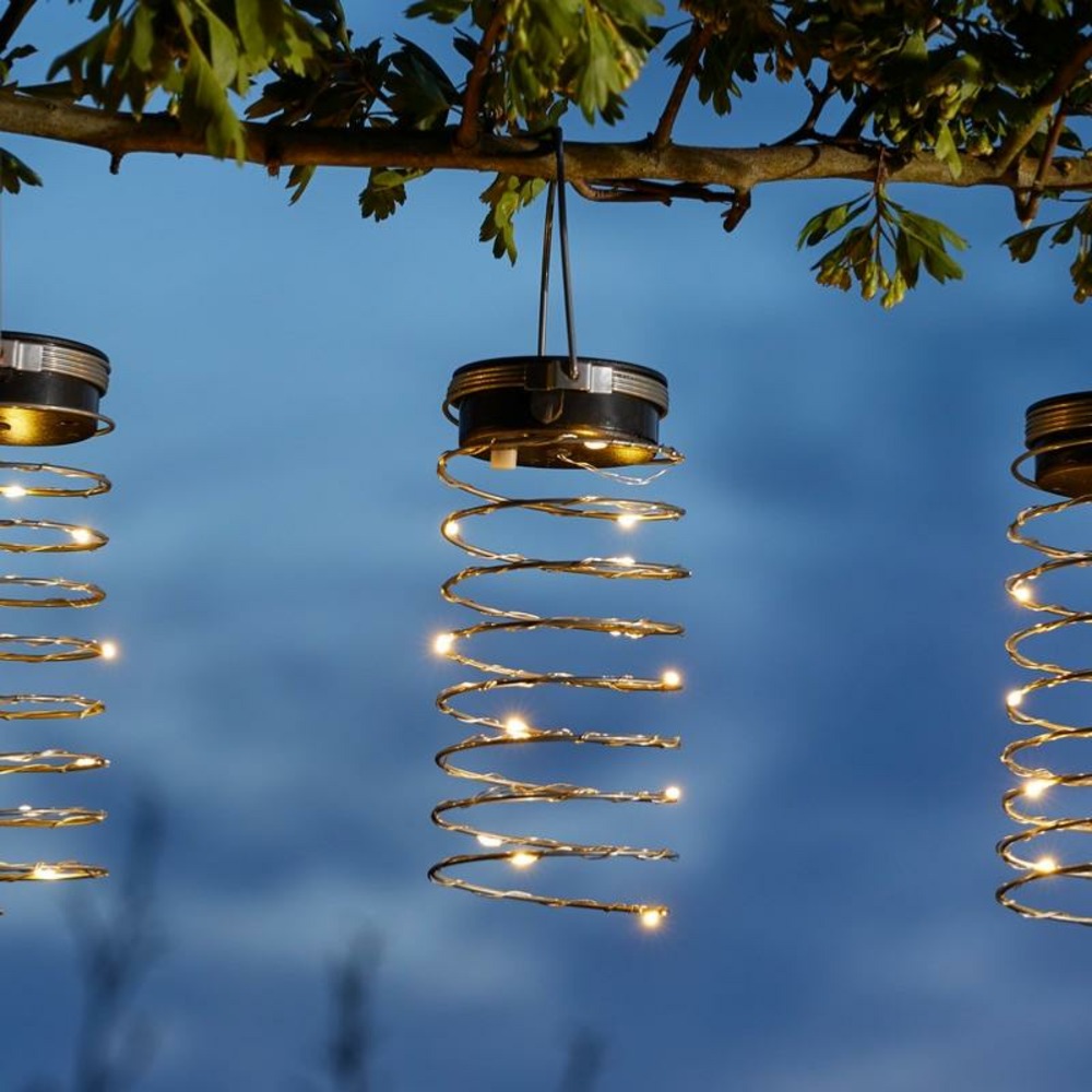 Suspension solaire spiralight 14 leds blanc chaud
