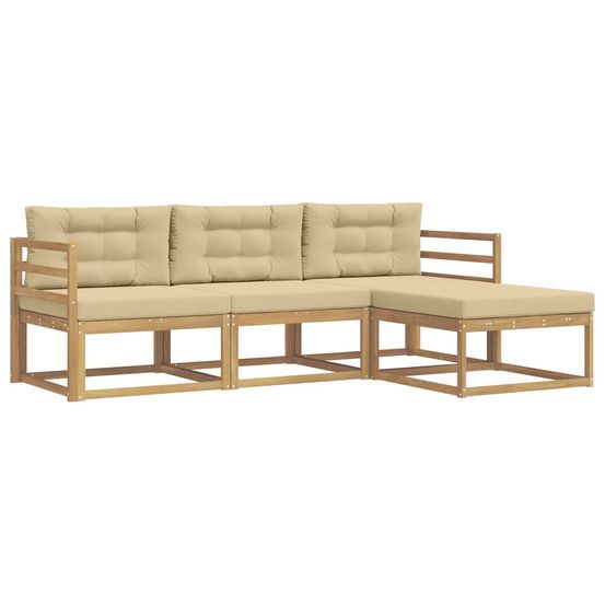 Ensemble de canapés d'extérieur 4 pc blanc et beige polyester