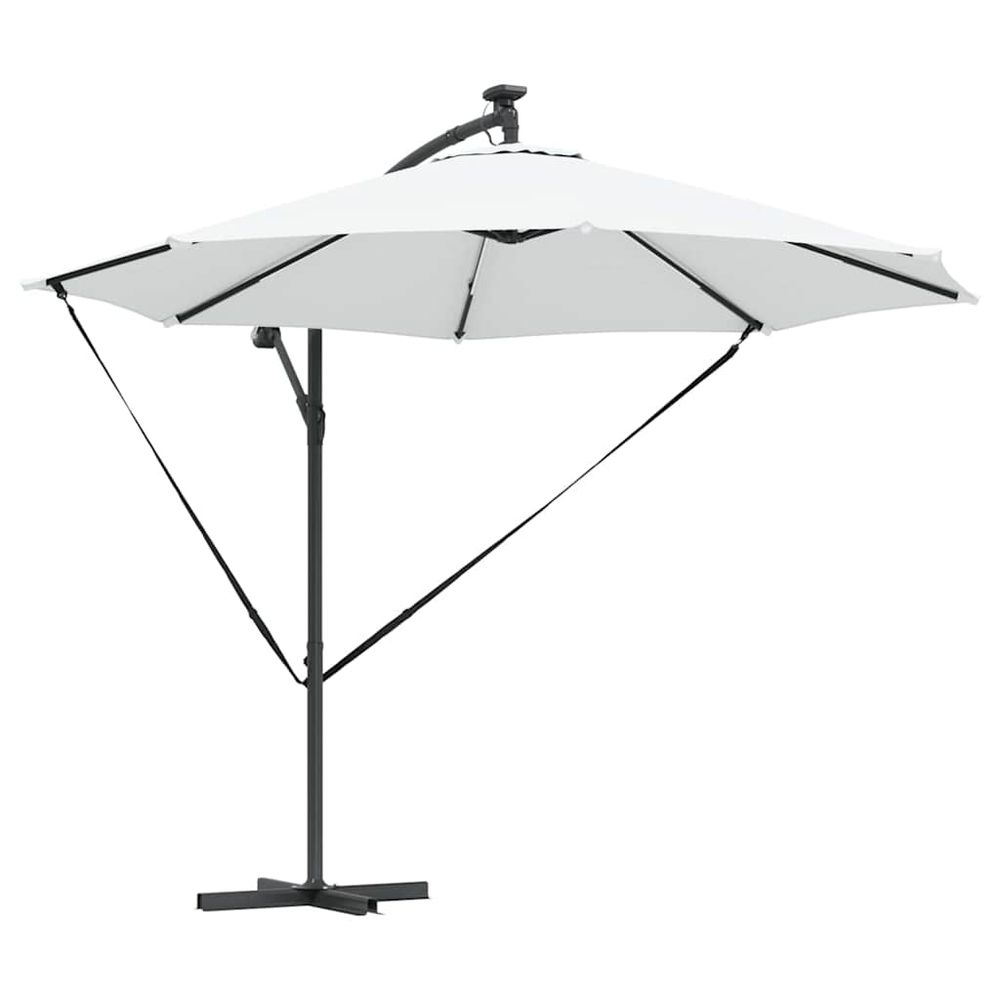 Parasol 294 x 294 x 248 cm polyester et aluminium sable