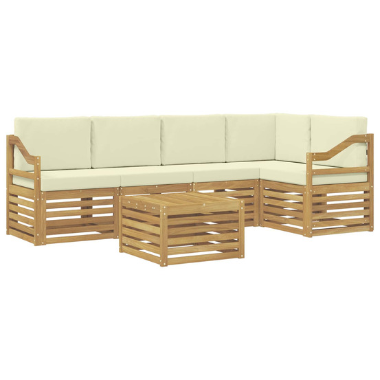 Ensemble de canapé d'angle avec coussin 6 pcs blanc et crème