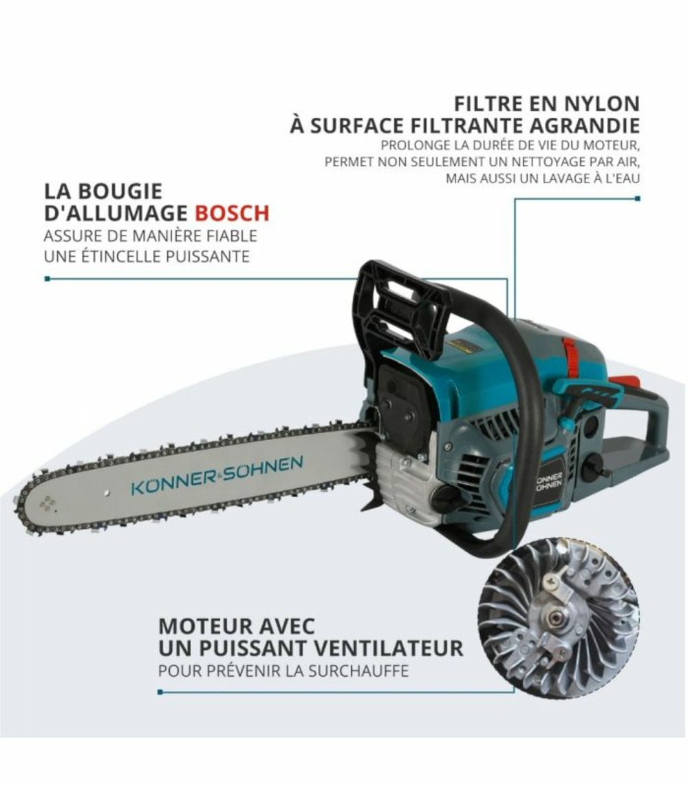 Tronçonneuse à essence 45 cm³, chaîne 16