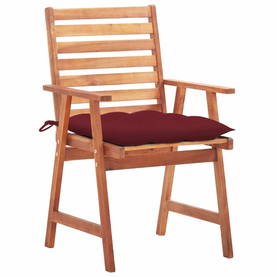 Chaises à manger d'extérieur lot de 3 et coussins acacia massif