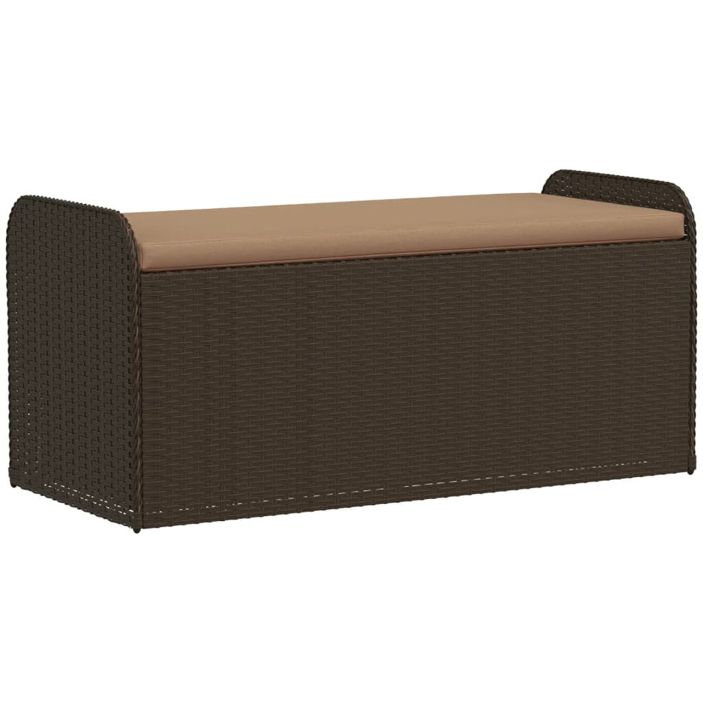 Banc de rangement et coussin marron 115x51x52 cm résine tressée