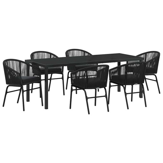 Ensemble de salle à manger pour jardin 7 pcs noir