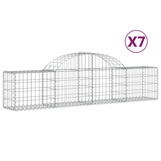 Paniers à gabions arqués 7 pcs 200x30x40/60 cm fer galvanisé