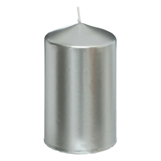 Bougie ronde satin argent 335g h 12 cm