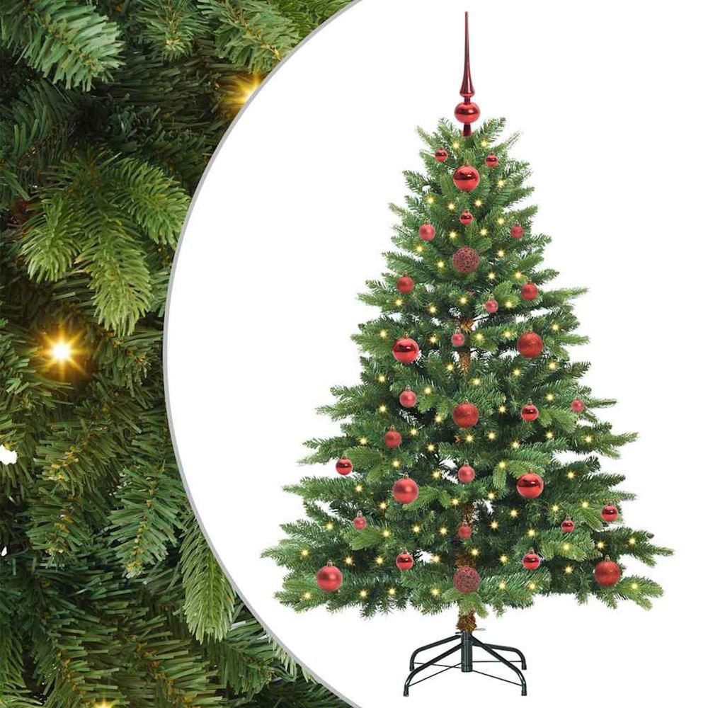 Sapin de noël artificiel avec 150 led vert 120 cm pe et pvc
