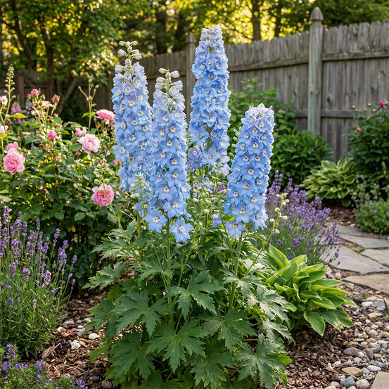 Lot de 6 - delphinium m.fount.sky blue - h. 10-20 cm