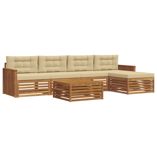 Ensemble de canapés d'extérieur 6 pcs naturel et beige