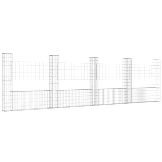 Panier de gabion en forme de u avec 5 poteaux fer 500x20x150 cm