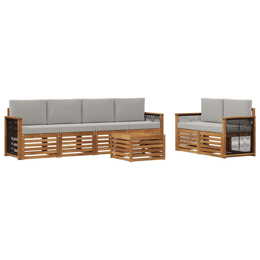 Ensemble de canapés d'extérieur 7 pc naturel et gris clair