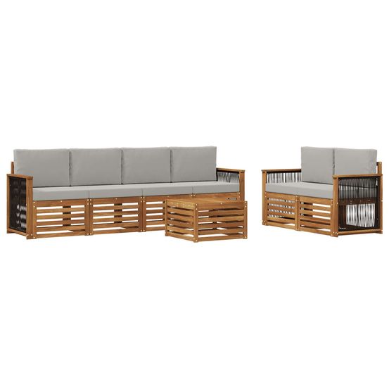 Ensemble de canapés d'extérieur 7 pc naturel et gris clair