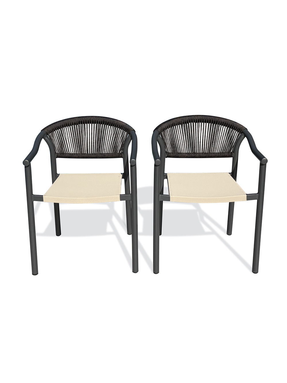 Lot de 2 fauteuils de jardin sumba en aluminium et textilène grège