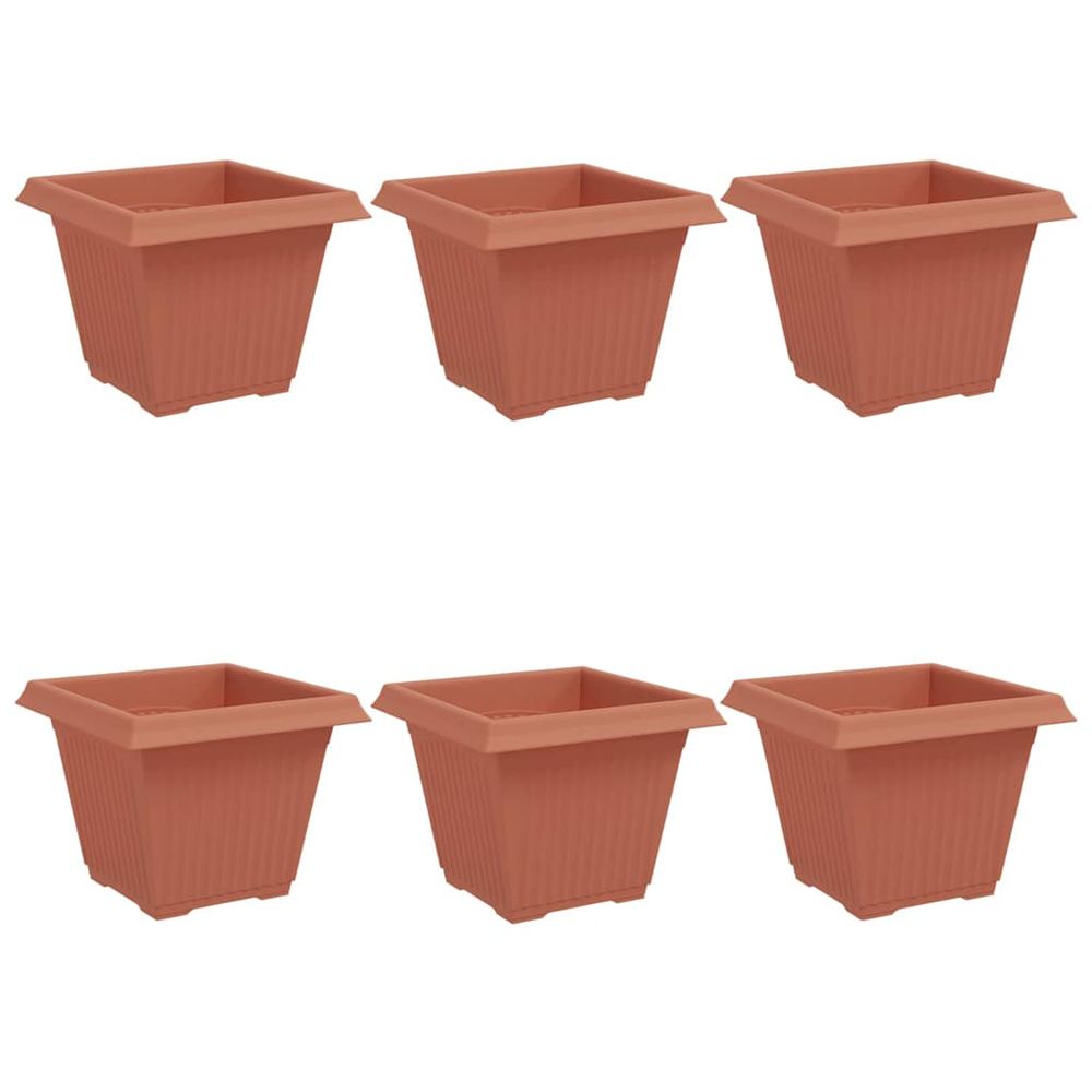 Pot de fleurs carré 6 pc rouge brique 38 x 38 x 30 cm plastique