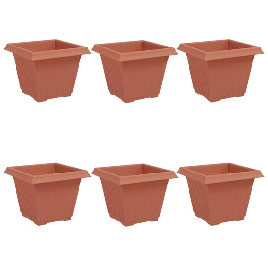 Pot de fleurs carré 6 pc rouge brique 38 x 38 x 30 cm plastique