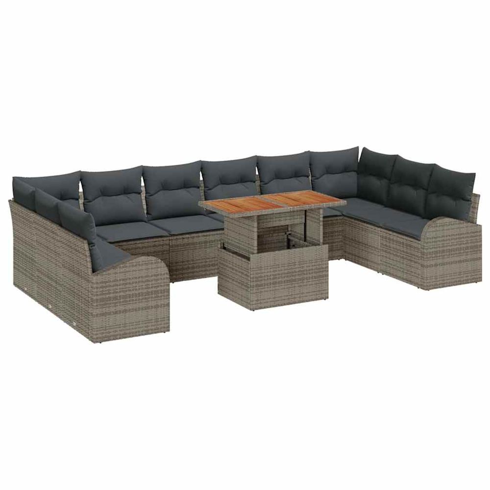 Ensemble de canapé de jardin 11 pc gris poly rotin