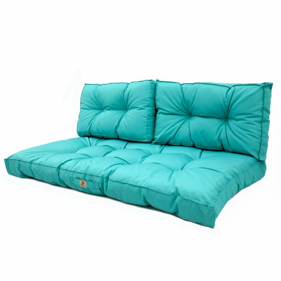Coussins pour salon de jardin capitonné 100x50cm bleu caraibes