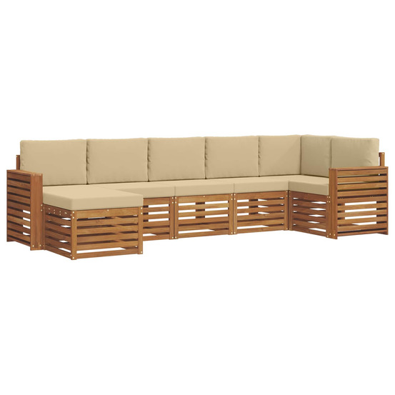 Ensemble de canapé d'angle avec coussin 7 pcs naturel et beige