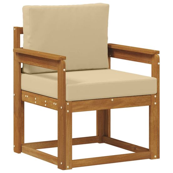 Canapé d’extérieur bois d'acacia massif et polyester naturel